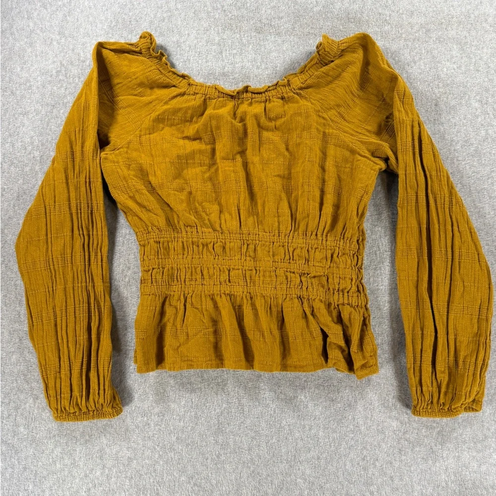 Madewell Yellow Puff Sleeve Smocked Blouse‎